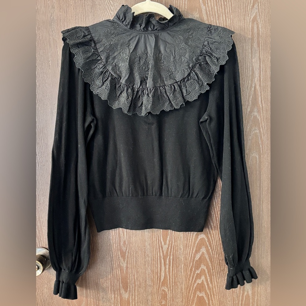 & Other Stories Ruffled Floral Embroidery Sweater, Women’s Size Small